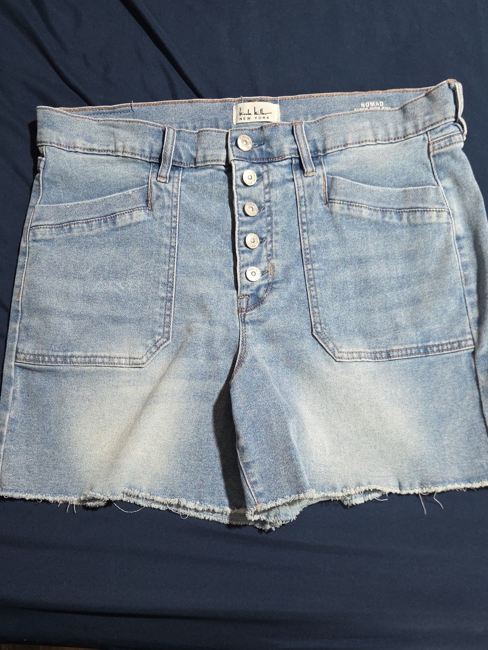 Nicole Miller Light Blue Button-Fly Denim Shorts
